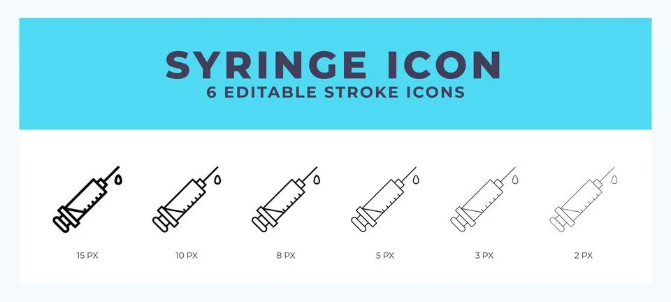 Syringe icon with different stroke. Editable stroke. Vector illustration. Stock Illustration
