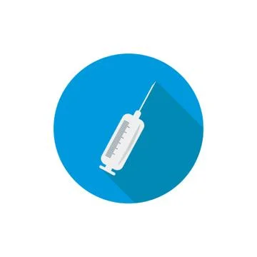 Syringe icon in a flat design with long shadow illustration Stock Illustration