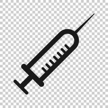 Syringe icon in flat style. Inject needle vector illustration on white isolat Stock Illustration