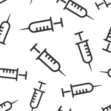 Syringe icon in flat style. Inject needle vector illustration on white isolat Stock Illustration
