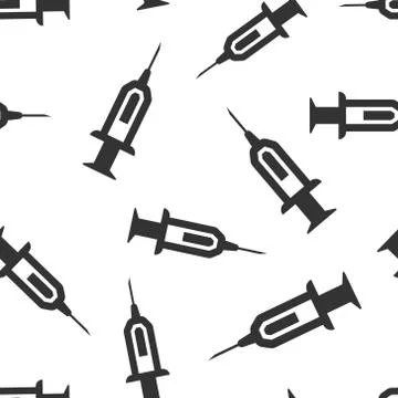 Syringe icon in flat style. Inject needle vector illustration on white isolat Stock Illustration