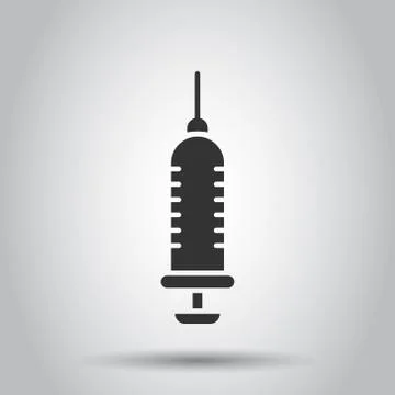 Syringe icon in flat style. Inject needle vector illustration on white isolat Stock Illustration