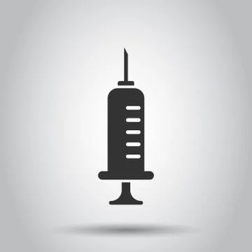 Syringe icon in flat style. Inject needle vector illustration on white isolat Stock Illustration