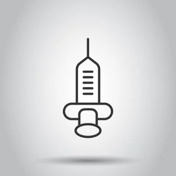 Syringe icon in flat style. Inject needle vector illustration on white isolat Stock Illustration