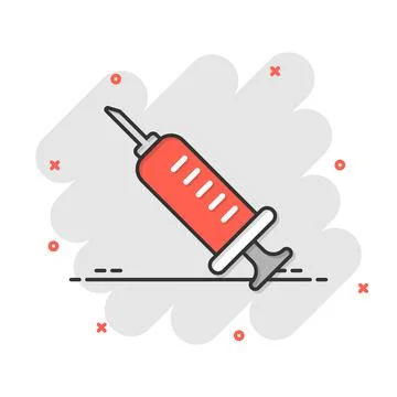 Syringe icon in flat style. Inject needle vector illustration on white isolat Stock Illustration