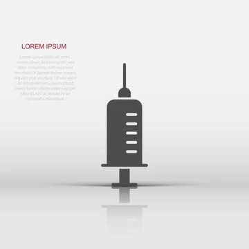 Syringe icon in flat style. Inject needle vector illustration on white isol.. Stock Illustration