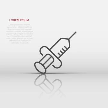 Syringe icon in flat style. Inject needle vector illustration on white isol.. Stock Illustration