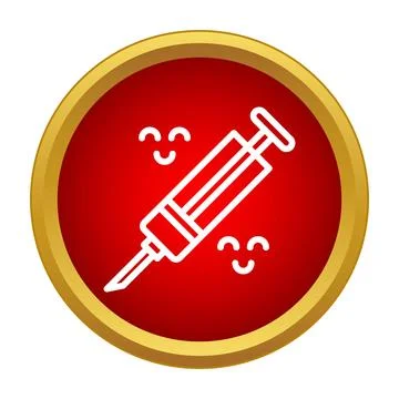 Syringe icon with happy smiley faces representing vaccine Stock Illustration