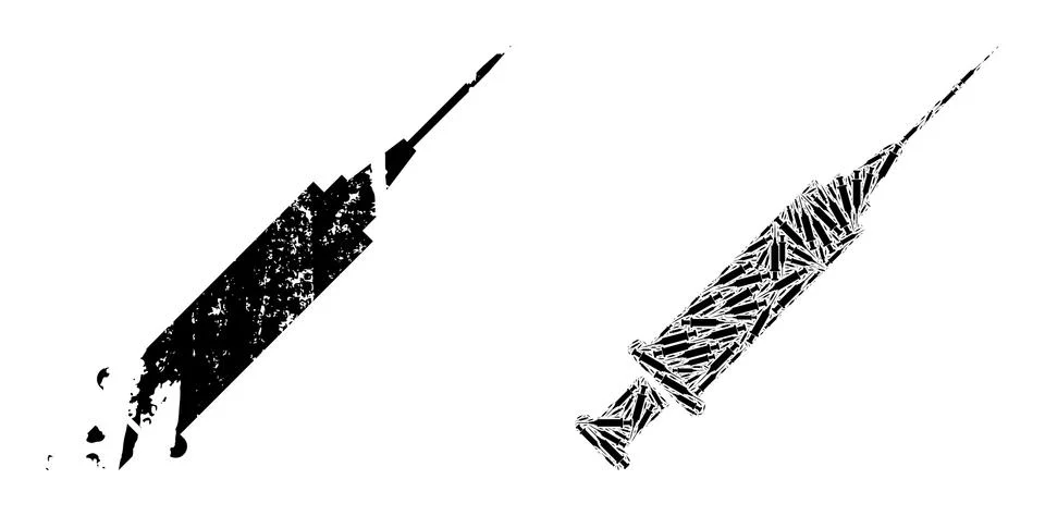 Syringe Icon Recursive Composition and Grunge Textured Icon Illustrazione stock