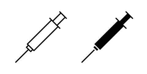 Syringe icon symbol. Vector illustration pack in black color. Stock Illustration