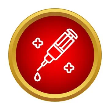Syringe injecting medication with drop icon Stock Illustration