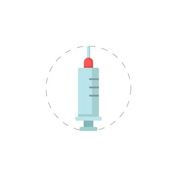 Syringe, injection colorful vector flat icon Stock Illustration