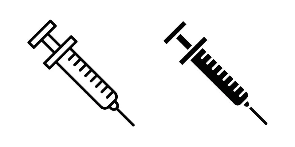 Syringe injection icon for design projects and web UI Stock Illustration