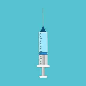 Syringe, injection icon vector, filled flat sign isolated on white. Symbol, logo Stock Illustration