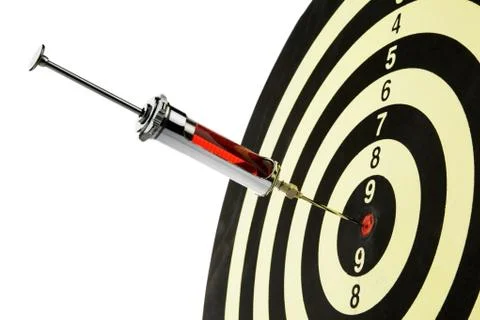 Syringe injection into a target Stock Photos