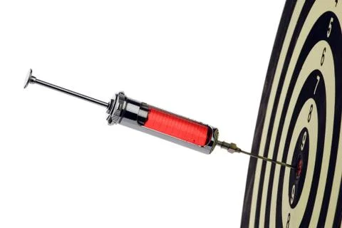 Syringe injection into a target Stock Photos