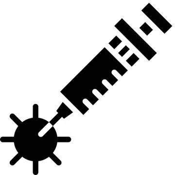 Syringe injection at virus vector illustration, solid style icon Stock Illustration
