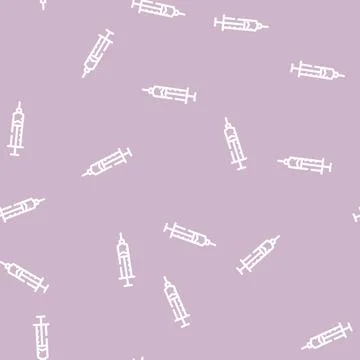 Syringe with insulin line vector seamless pattern Stock Illustration