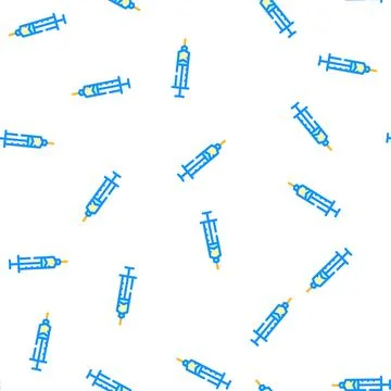 Syringe with insulin vector seamless pattern Stock Illustration