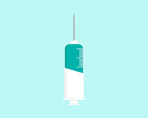 Syringe on light blue background Stock Illustration
