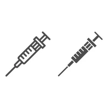 Syringe line and solid icon, International dentist day concept, needle sign on Stock Illustration