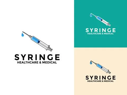 Syringe logo icon set vector design template, injection icon vector Stock Illustration