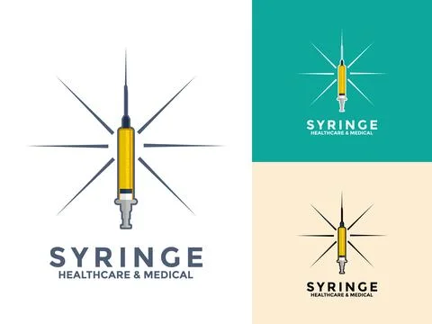 Syringe logo icon set vector design template, injection icon vector Stock Illustration