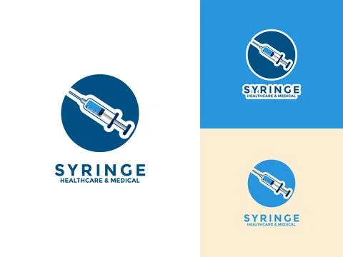 Syringe logo icon set vector design template, injection icon vector Stock Illustration
