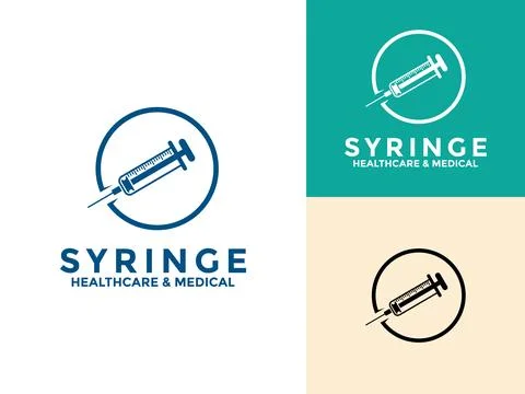 Syringe logo icon set vector design template, injection icon vector Stock Illustration