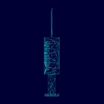 Syringe low poly triangulation triangulated polygonal electric cyan blue vi.. Ilustração Stock