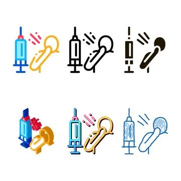 Syringe man fear icon vector outline multipack Stock Illustration