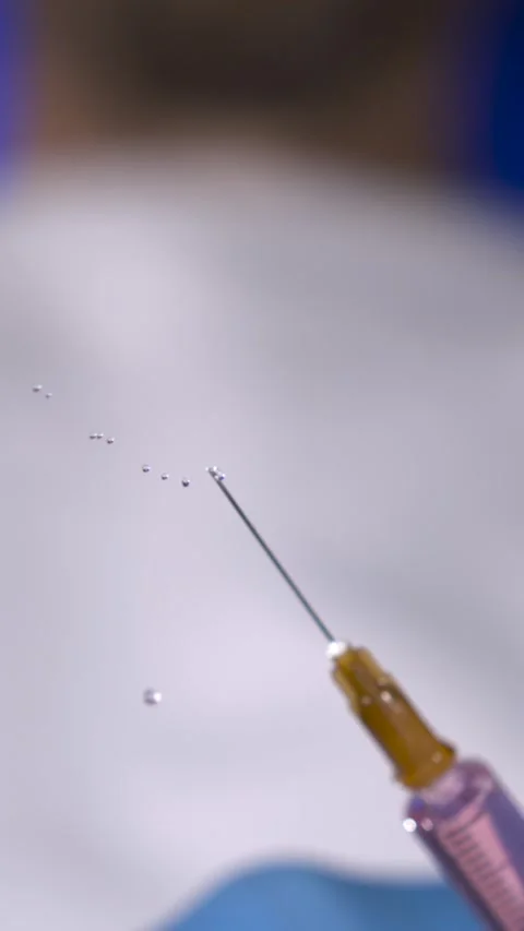  Syringe Needle Droplet Captured In Slow Motion Stock Footage 333485358