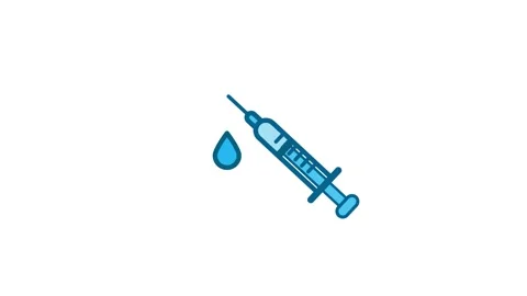 Syringe needle icon with liquid drop animation isolated on white background Stock Footage 337490676