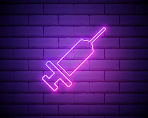 Syringe neon icon. Elements of Sciense set. Simple icon for websites, web des Stock Illustration