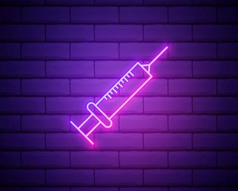 Syringe neon icon. Elements of Sciense set. Simple icon for websites, web des Stock Illustration