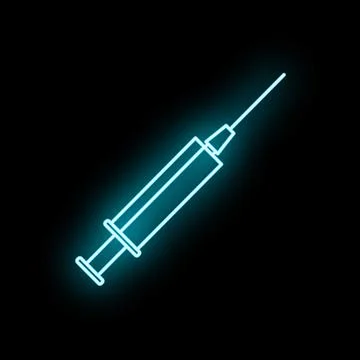 Syringe neon light icon injecting vaccine medicine Stock Illustration