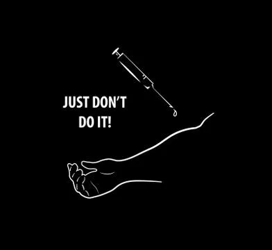 The syringe over the hand  Stock Illustration