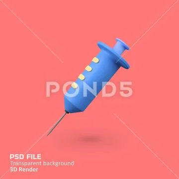 Syringe pharmacy isolated 3d render icon illustration Modello PSD
