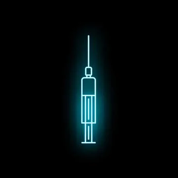 Syringe preparing injection neon glowing icon design Stock Illustration