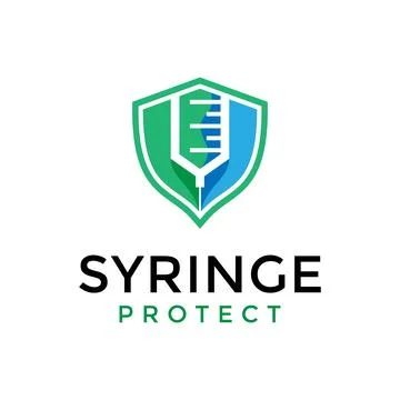 Syringe protect with shield logo vector design Stock Illustration