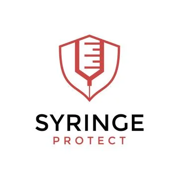 Syringe protect with shield logo vector design Stock Illustration