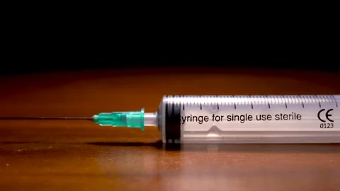 Syringe ready for vaccination Stock Footage 167028541