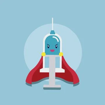 Syringe with red cape. Vector Stock Illustration