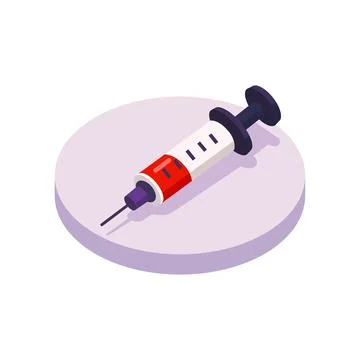 Syringe with red liquid isometric vector illustration Stock Illustration