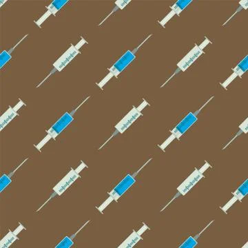 Syringe seamless pattern cartoon illustration hospital injection medical nject Stock Illustration