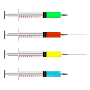Syringe set of vector flat isolated on white background Stock Illustration