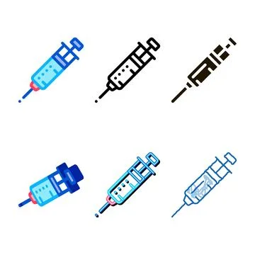 Syringe styleset with medicine icon vector outline Stock Illustration