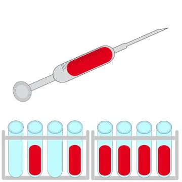 Syringe with test-tubes on white background. Stock Illustration