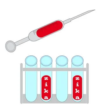 Syringe with test-tubes on white background. Stock Illustration