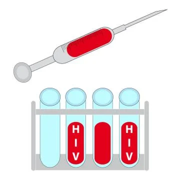 Syringe with test-tubes on white background. Stock Illustration